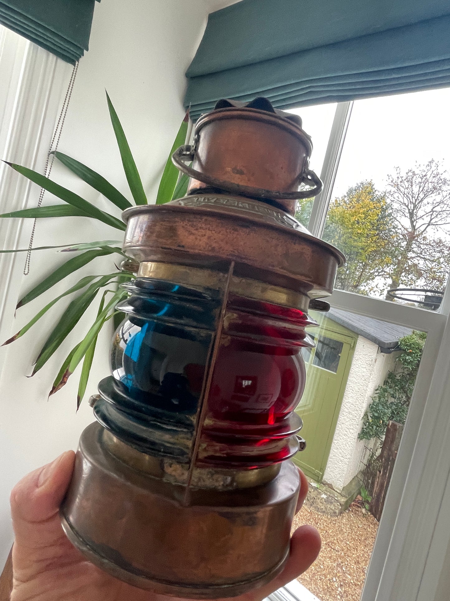 Antique Dutch Copper Ship Lantern – ‘Tweekleur’ Port and Starboard Navigation Light (c.1900–1920)
