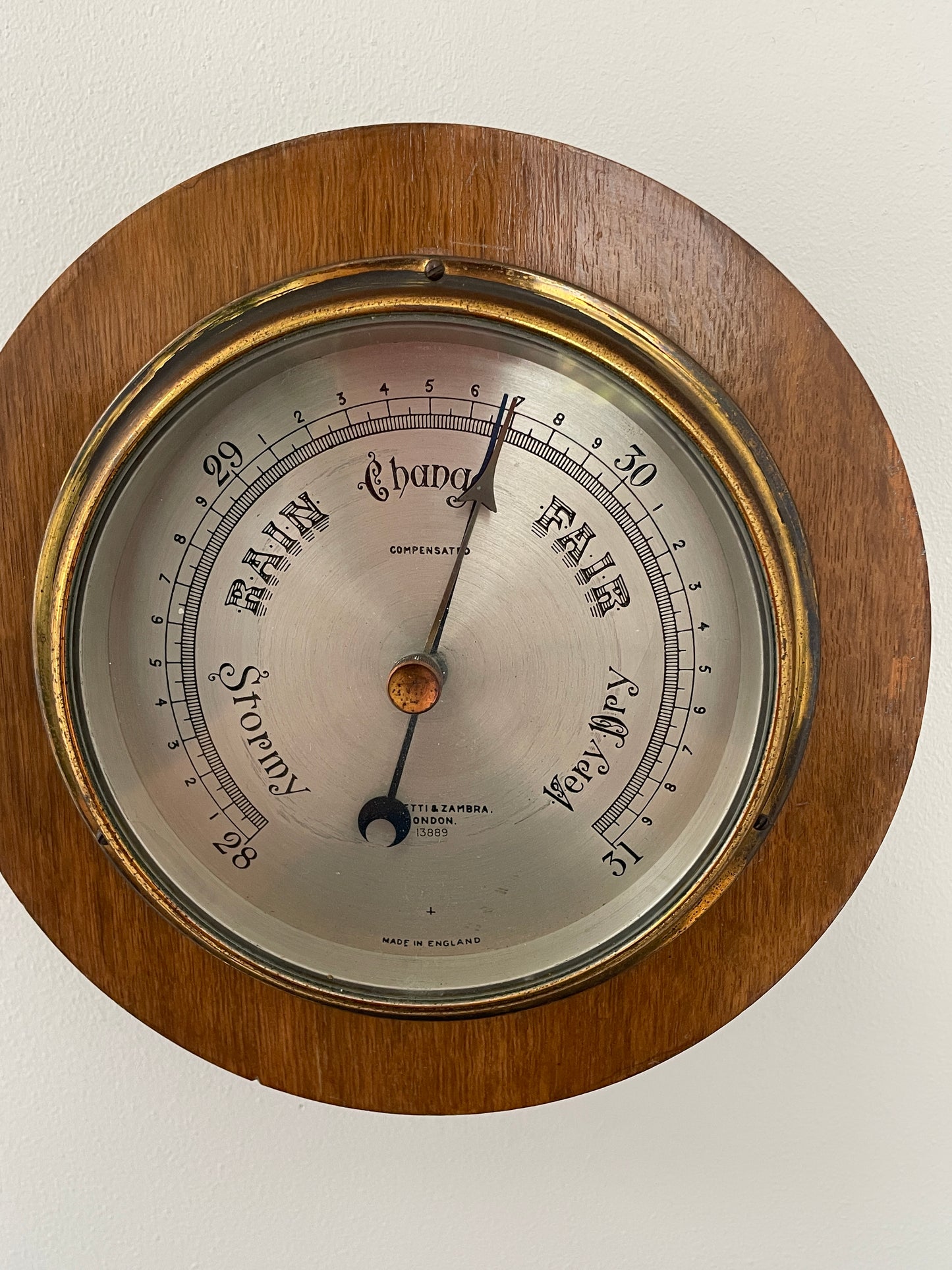 Antique English Wall Barometer – Negretti & Zambra London Compensated Aneroid (c.1900)