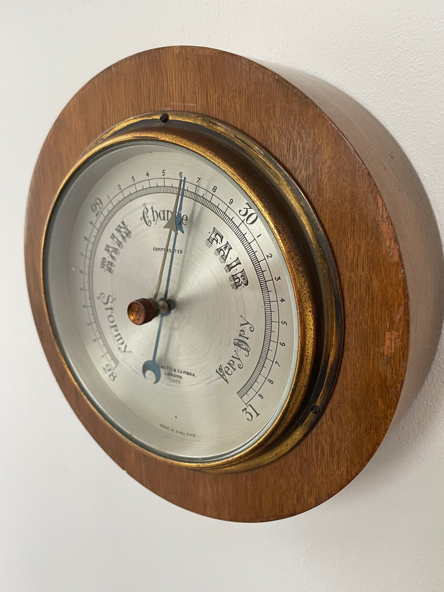Antique English Wall Barometer – Negretti & Zambra London Compensated Aneroid (c.1900)