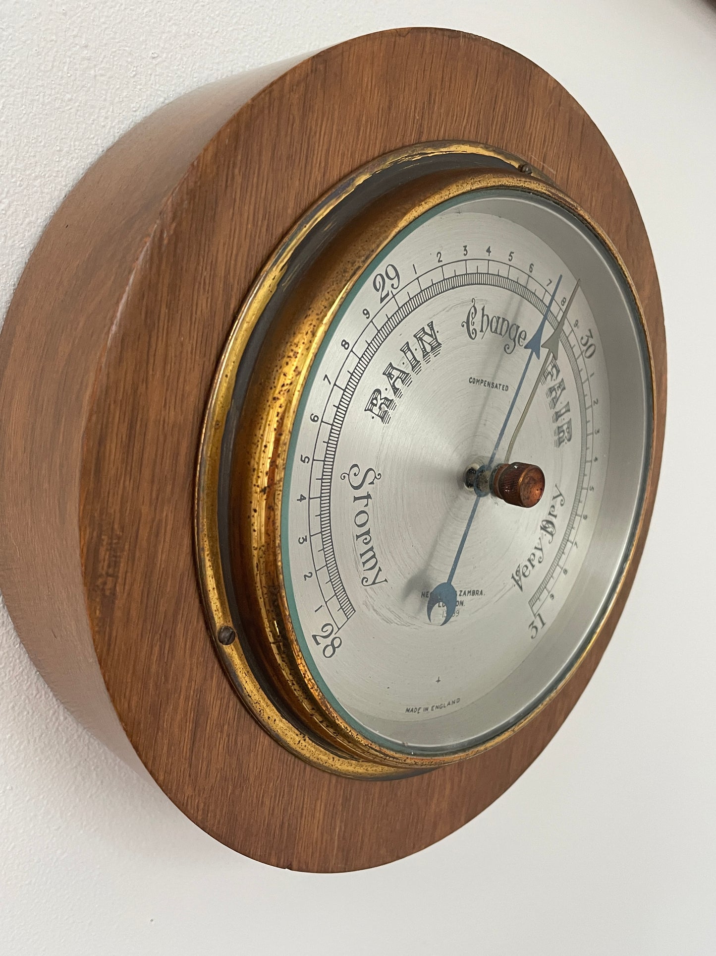 Antique English Wall Barometer – Negretti & Zambra London Compensated Aneroid (c.1900)