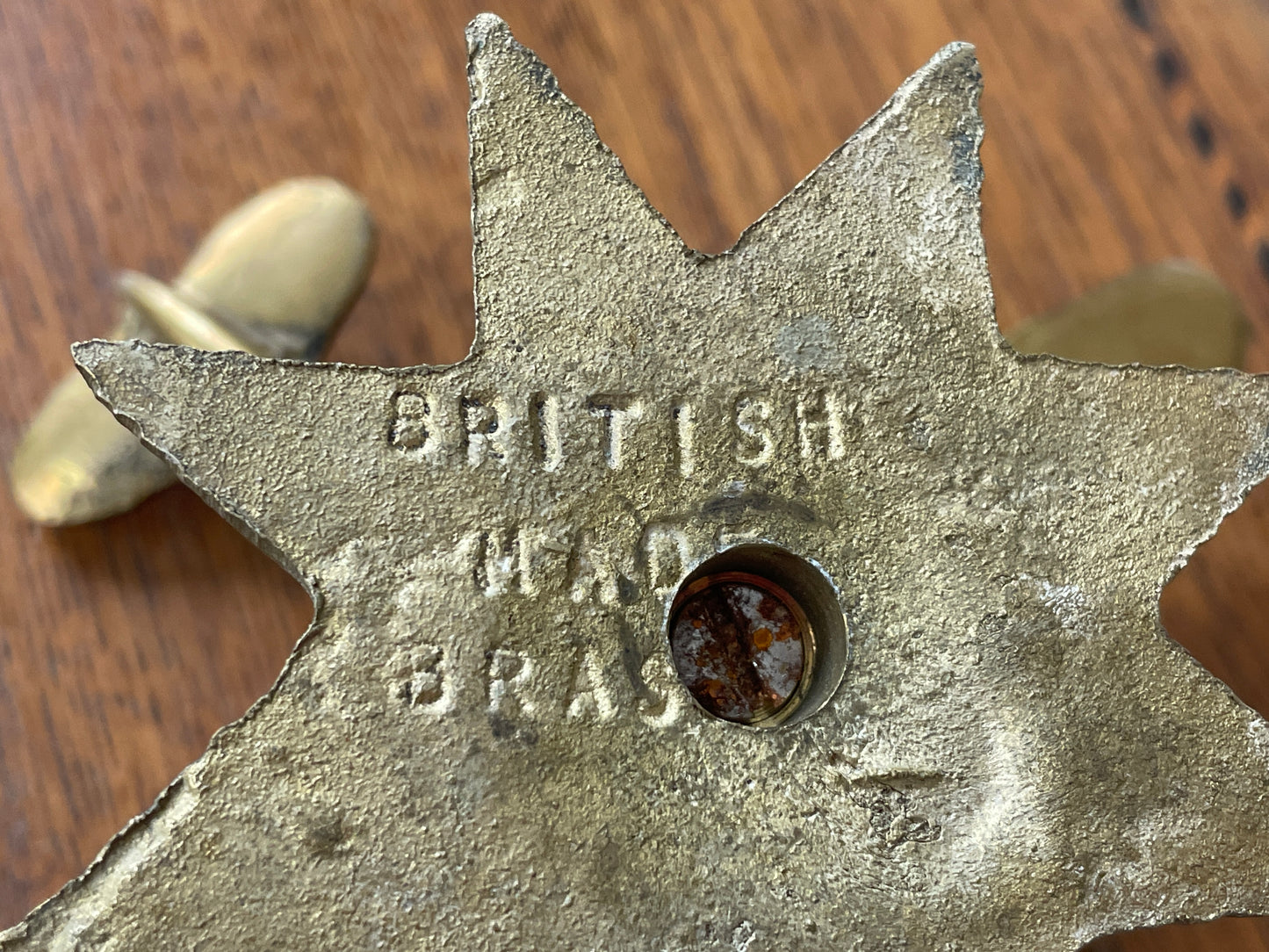 Antique British Brass Spitfire Model – Cast Desk Ornament on Starburst Base (c.1940s