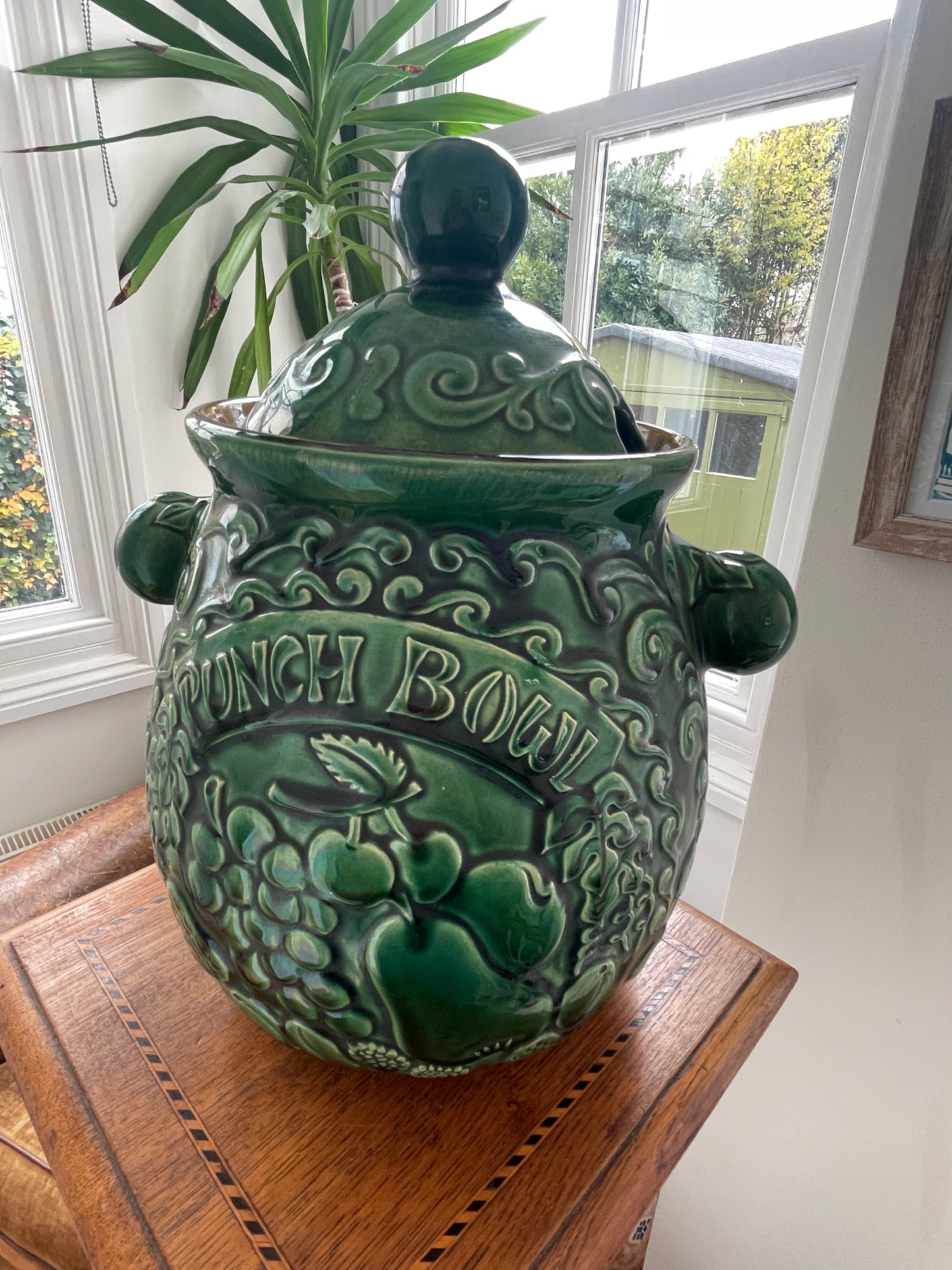 Antique West German Ceramic Punch Bowl – Bay Keramik Majolica Glazed ‘Bowlle’ Punch Server (c.1960s)