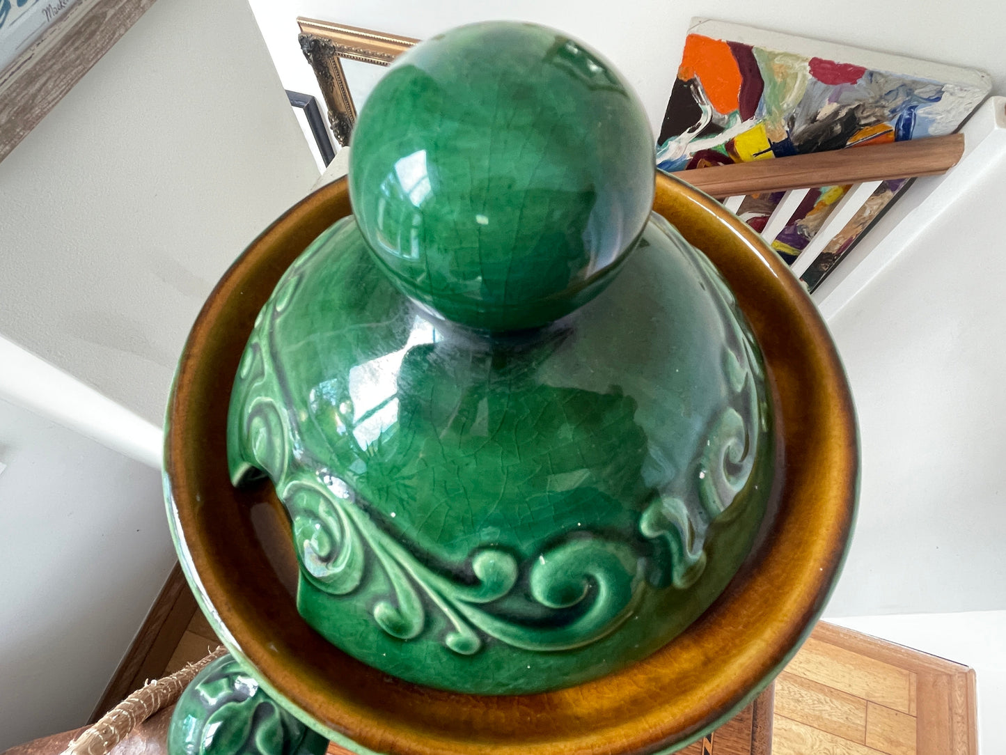 Antique West German Ceramic Punch Bowl – Bay Keramik Majolica Glazed ‘Bowlle’ Punch Server (c.1960s)