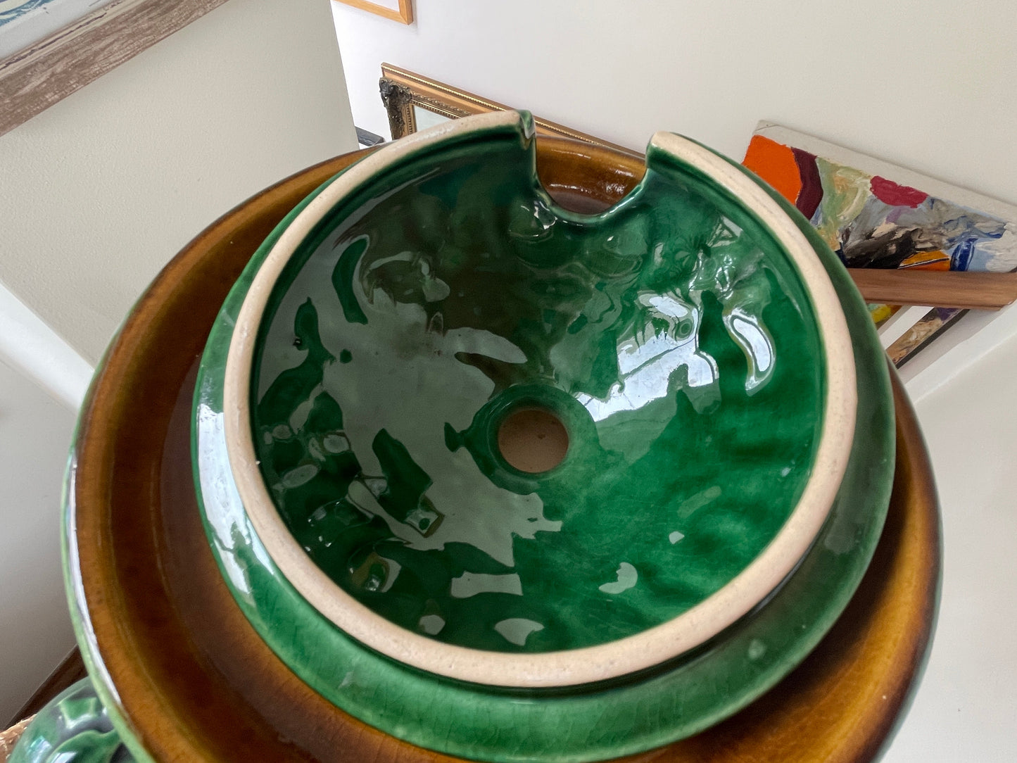 Antique West German Ceramic Punch Bowl – Bay Keramik Majolica Glazed ‘Bowlle’ Punch Server (c.1960s)