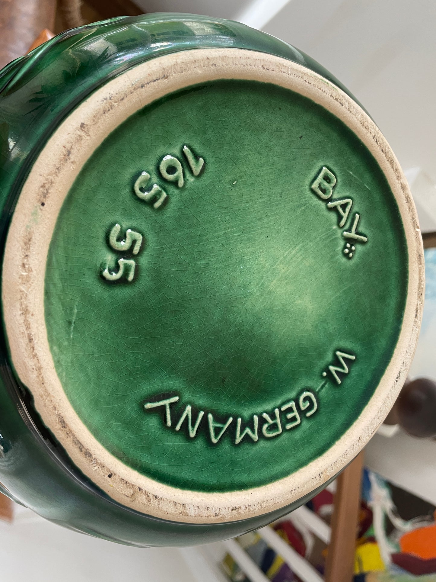 Antique West German Ceramic Punch Bowl – Bay Keramik Majolica Glazed ‘Bowlle’ Punch Server (c.1960s)