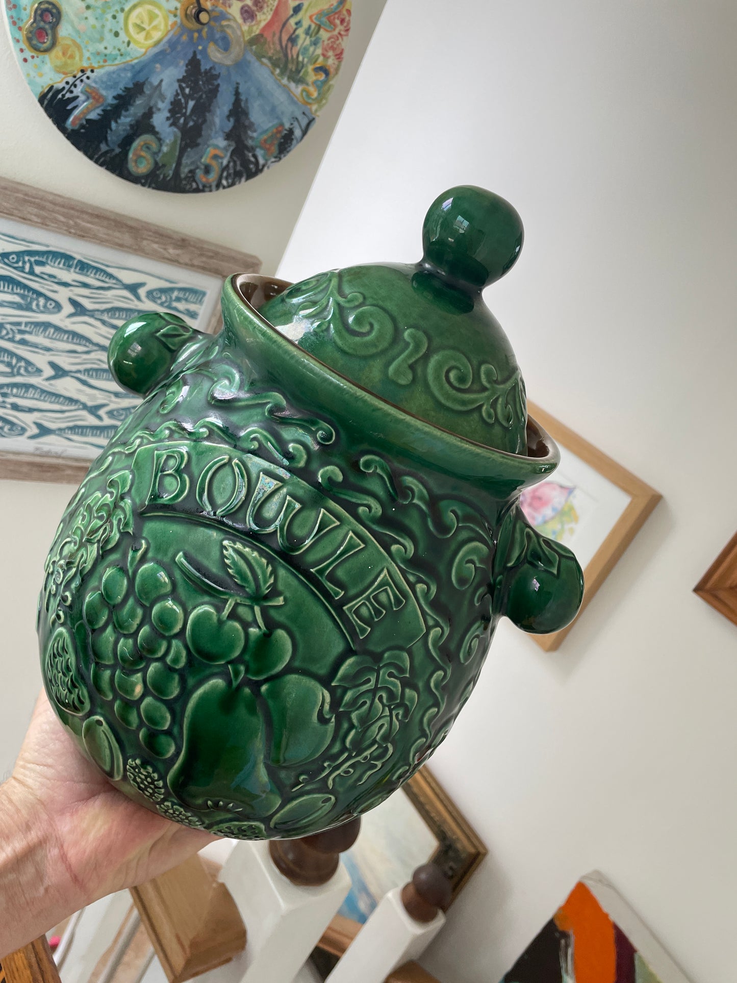 Antique West German Ceramic Punch Bowl – Bay Keramik Majolica Glazed ‘Bowlle’ Punch Server (c.1960s)