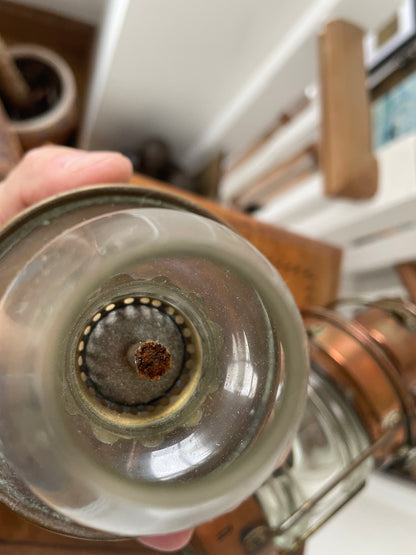 Antique Copper Ship’s Lantern – German ‘Ankerlicht’ Anchor Light with Glass Lens (c.1930s–40s)