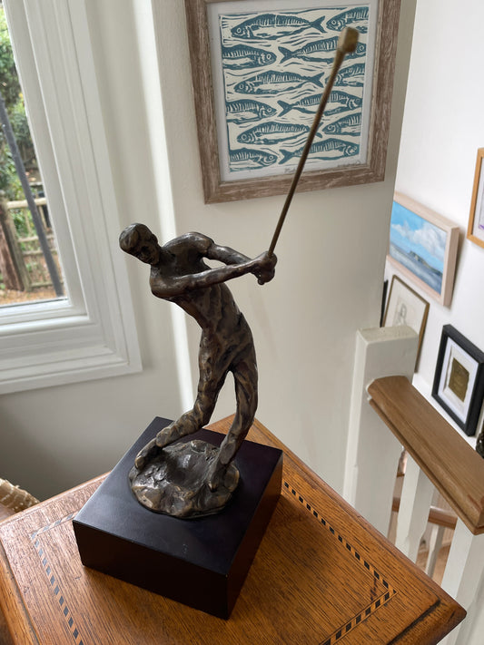 Vintage American Cast Bronze – Bernard Kim Limited Edition Golfer Sculpture (c.20th Century)