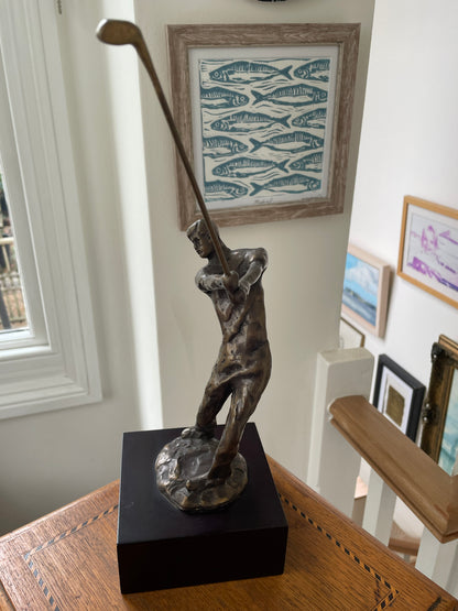 Vintage American Cast Bronze – Bernard Kim Limited Edition Golfer Sculpture (c.20th Century)