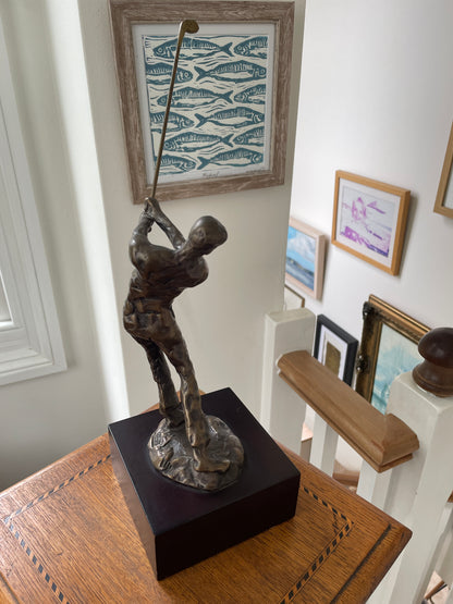 Vintage American Cast Bronze – Bernard Kim Limited Edition Golfer Sculpture (c.20th Century)