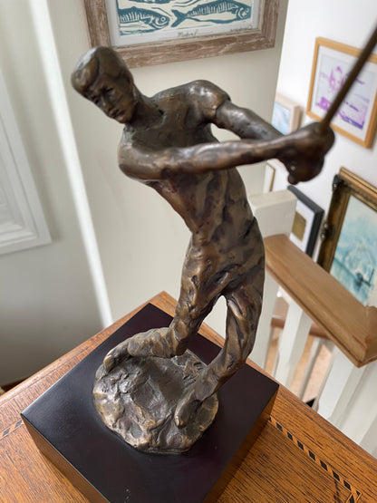 Vintage American Cast Bronze – Bernard Kim Limited Edition Golfer Sculpture (c.20th Century)