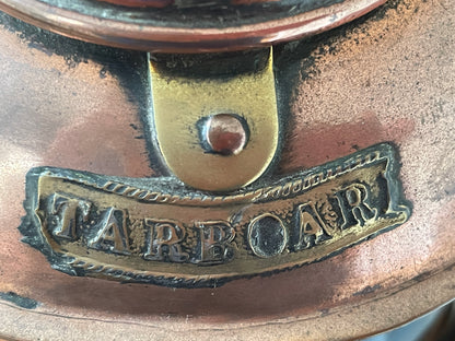 Antique British Copper Ship’s Lantern – “TARBOAR” Navigation Light with Blue Fresnel Lens (c.1900–1920)