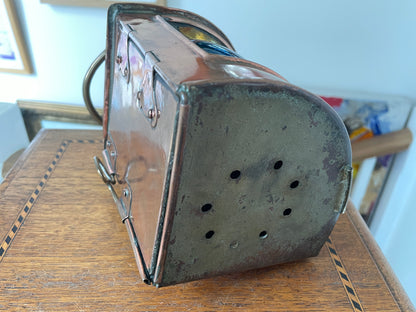 Antique British Copper Ship’s Lantern – “TARBOAR” Navigation Light with Blue Fresnel Lens (c.1900–1920)