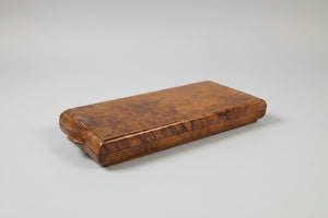 Antique Burr Wood Cigar Case – Hand-Carved Hinged Lid in Figured Burr Timber (c.19th Century)