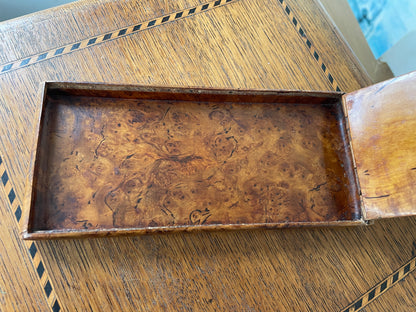 Antique Burr Wood Cigar Case – Hand-Carved Hinged Lid in Figured Burr Timber (c.19th Century)