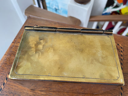 Antique 19th Century Brass Engraved Box – Hinged Victorian Trinket Storage Box