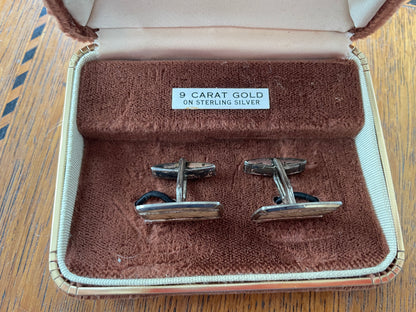 Vintage Louis Philippe Men’s Jewellery Case with Retro Cufflinks – 9ct Gold on Silver Label (c.1960s)