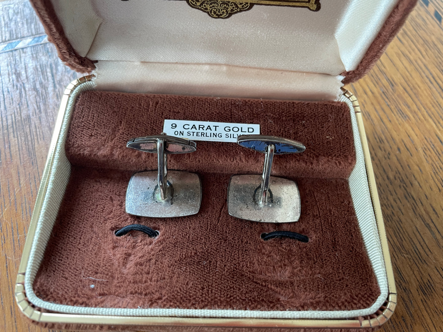 Vintage Louis Philippe Men’s Jewellery Case with Retro Cufflinks – 9ct Gold on Silver Label (c.1960s)