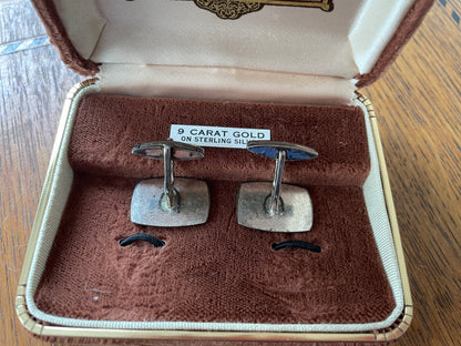 Vintage Louis Philippe Men’s Jewellery Case with Retro Cufflinks – 9ct Gold on Silver Label (c.1960s)