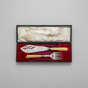 Antique Sheffield Silver & EPNS Fish Knife and Fork Set – Ivorine Handles, J.A. Scholes, Date Letter D (c.1900)