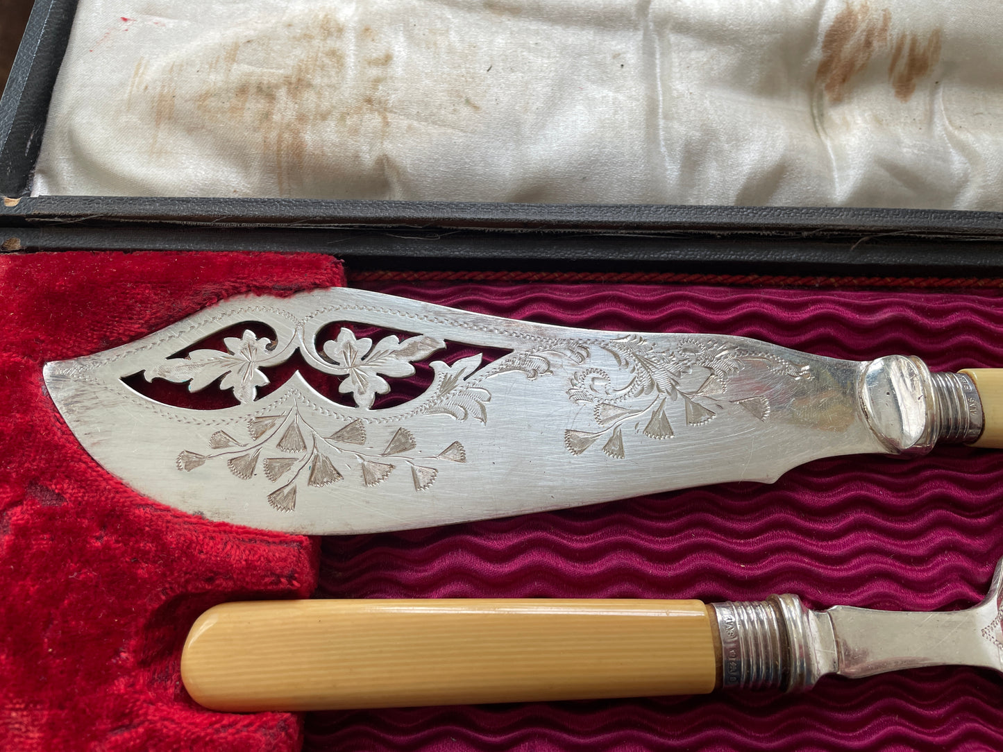 Antique Sheffield Silver & EPNS Fish Knife and Fork Set – Ivorine Handles, J.A. Scholes, Date Letter D (c.1900)