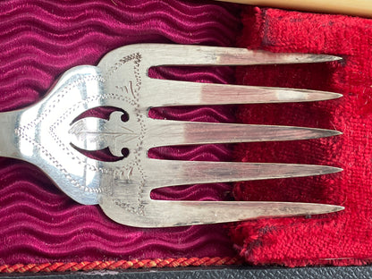 Antique Sheffield Silver & EPNS Fish Knife and Fork Set – Ivorine Handles, J.A. Scholes, Date Letter D (c.1900)