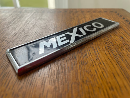 Ford Escort Mk1 Mexico Wing, Fender, Boot Lid Badge  – Chrome and Black Metal Car Emblem (c.1970s)