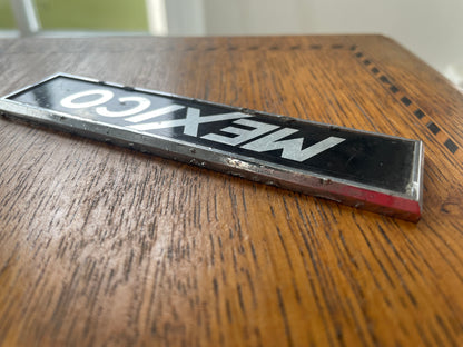 Ford Escort Mk1 Mexico Wing, Fender, Boot Lid Badge  – Chrome and Black Metal Car Emblem (c.1970s)