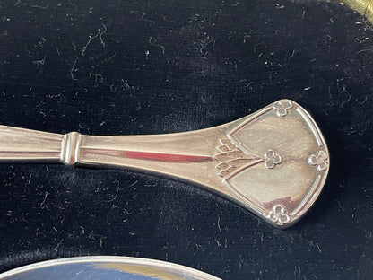 Vintage Silver-Plated Deco Serving Spoons – L&W Mark, Winged Insect Symbol, RD 740300 (c.1925–1935)