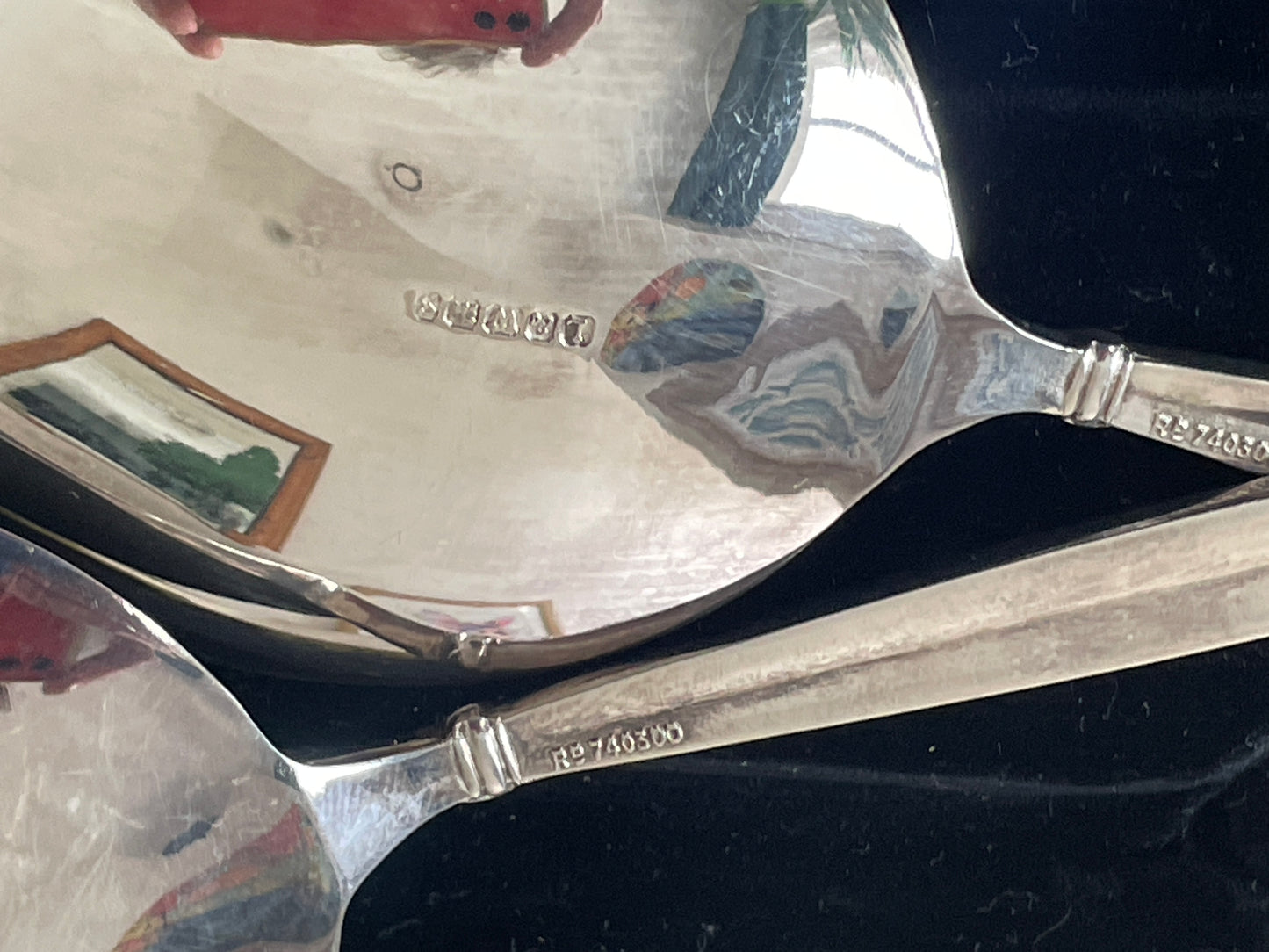 Vintage Silver-Plated Deco Serving Spoons – L&W Mark, Winged Insect Symbol, RD 740300 (c.1925–1935)