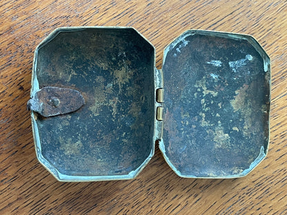 Antique British Brass Snuff Box – Hand Engraved ‘John Hall 1856’ with Wriggle-Work Decoration (c.1856)