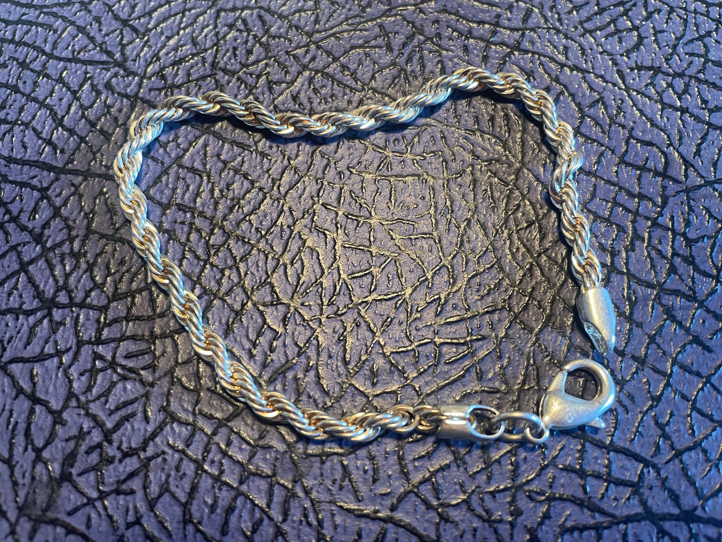 Vintage Sterling Silver Rope Chain Bracelet – 21cm Solid 925 Twist-Link Design (c.20th Century)