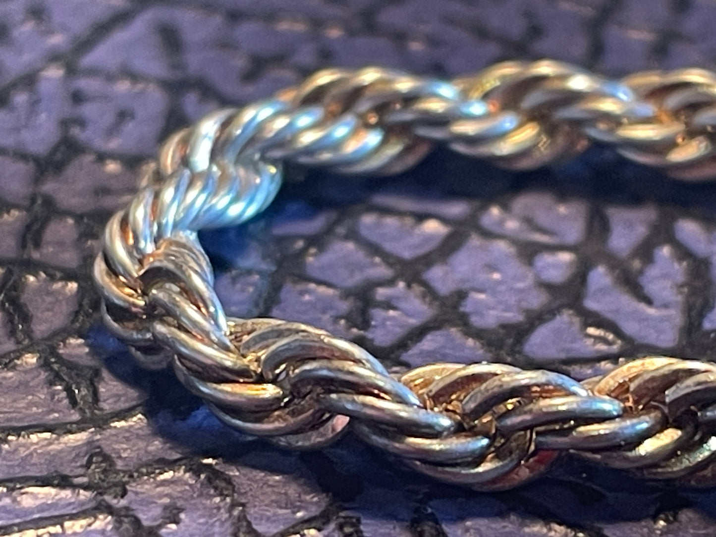 Vintage Sterling Silver Rope Chain Bracelet – 21cm Solid 925 Twist-Link Design (c.20th Century)