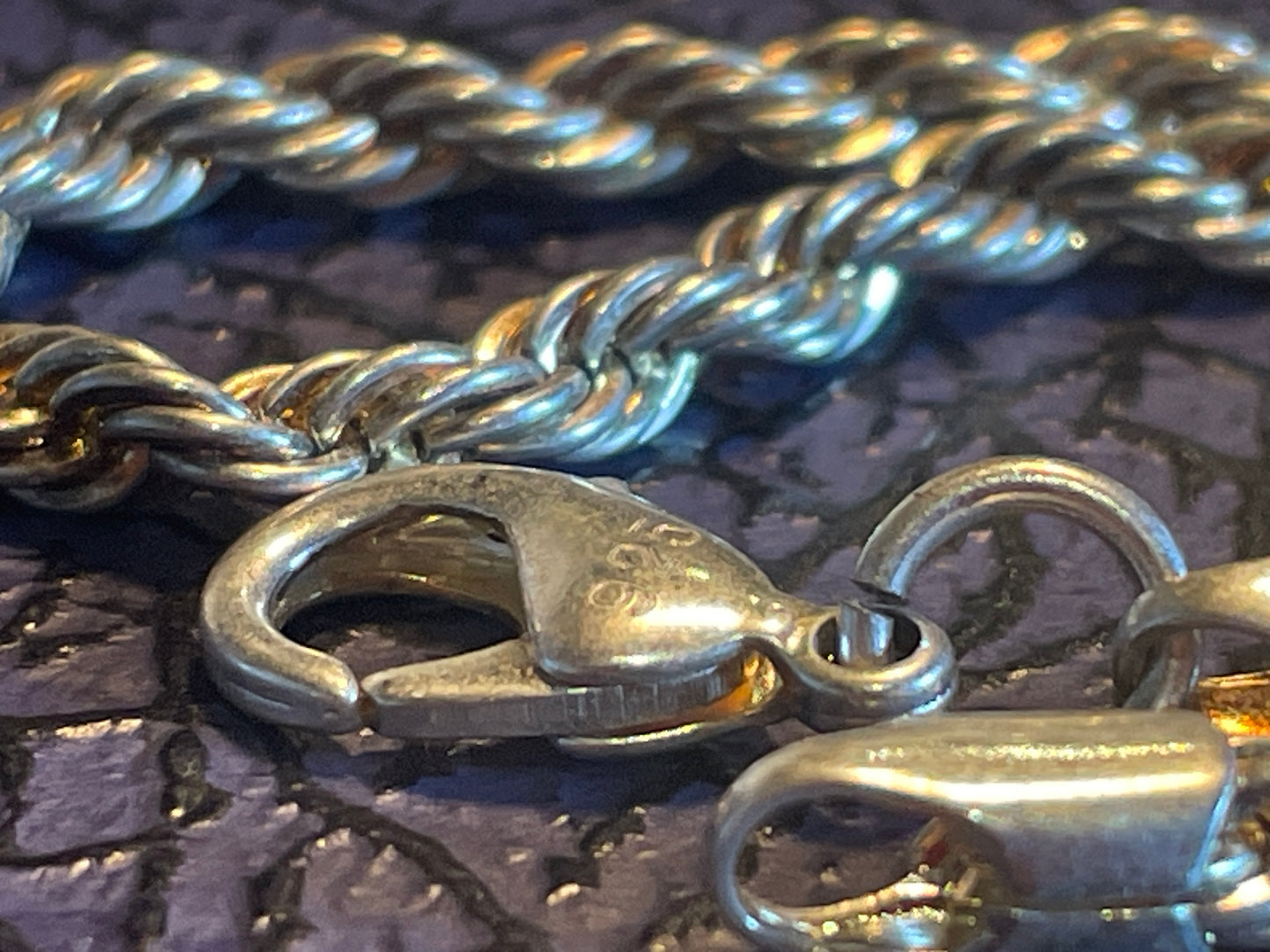 Vintage Sterling Silver Rope Chain Bracelet – 21cm Solid 925 Twist-Link Design (c.20th Century)