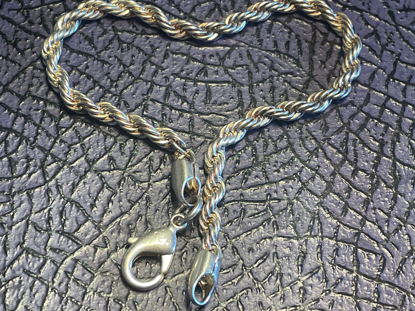 Vintage Sterling Silver Rope Chain Bracelet – 21cm Solid 925 Twist-Link Design (c.20th Century)