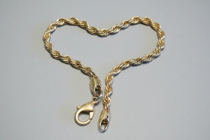Vintage Sterling Silver Rope Chain Bracelet – 21cm Solid 925 Twist-Link Design (c.20th Century)