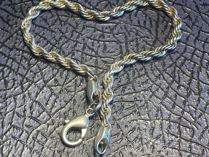 Vintage Sterling Silver Rope Chain Bracelet – 21cm Solid 925 Twist-Link Design (c.20th Century)