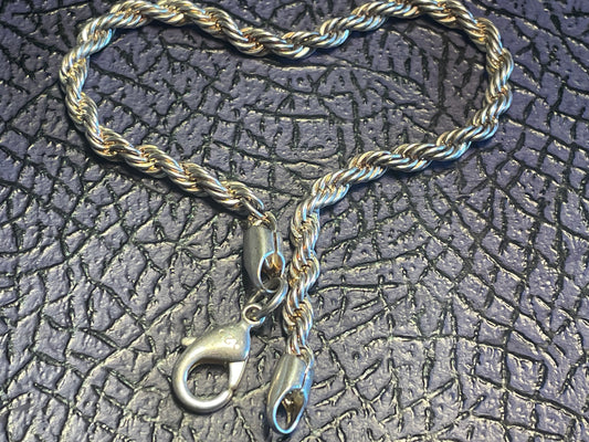 Vintage Sterling Silver Rope Chain Bracelet – 21cm Solid 925 Twist-Link Design (c.20th Century)