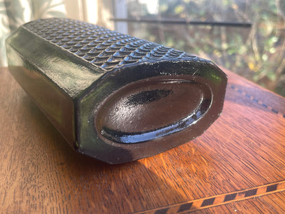 Antique Green Cross-Hatched Chemist Poison Bottle – 12oz Ribbed ‘Not To Be Taken’ Type (c.1900)