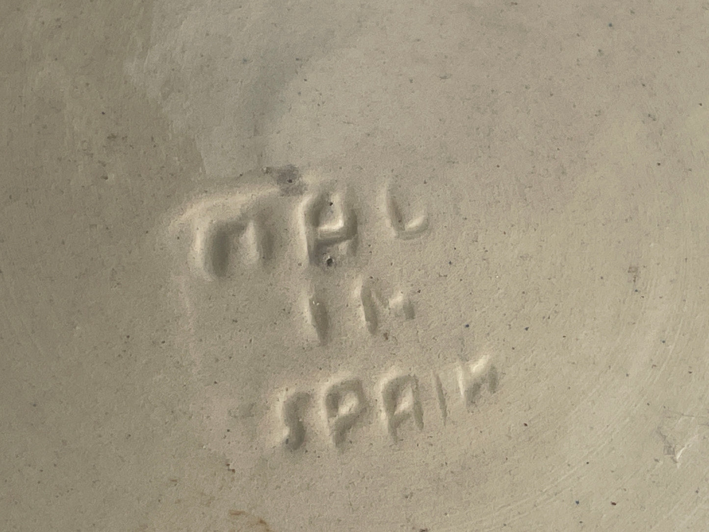 Vintage Spanish Hand-Painted Ceramic Charger – Cobalt Blue Geometric Floral Design (35cm, mid-20th century)