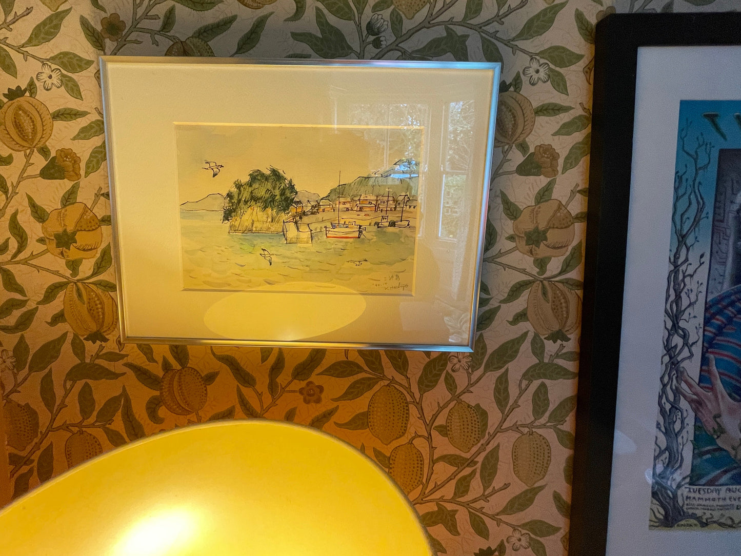 Japanese Watercolour – Harbour Scene at Mikami-jima by K. Hachijo (1990)