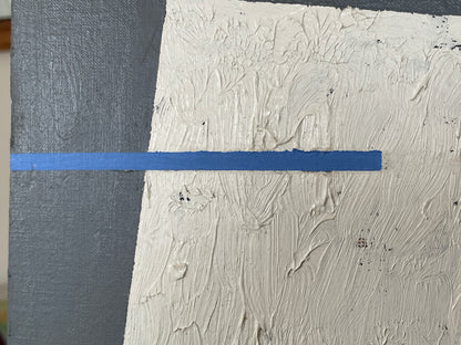 Abstract Modernist Hardboard Painting – Geometric Composition with Textured White Panel (c.20th Century)