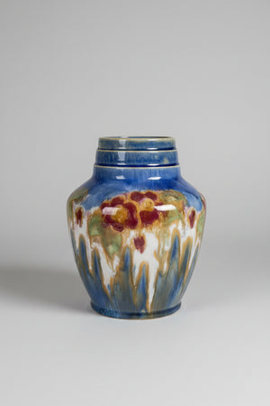 Royal Doulton Lambeth Stoneware Vase – Shape 4625, Sung-Style X8863 Drip Glaze, Decorated by Cissie Camplin (c.1925–1935)
