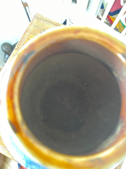 Royal Doulton Lambeth Stoneware Vase – Shape 4625, Sung-Style X8863 Drip Glaze, Decorated by Cissie Camplin (c.1925–1935)