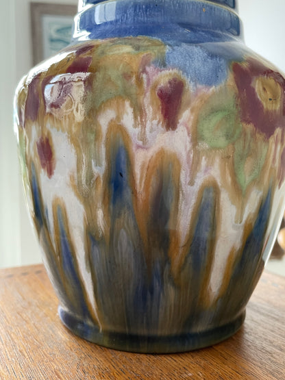 Royal Doulton Lambeth Stoneware Vase – Shape 4625, Sung-Style X8863 Drip Glaze, Decorated by Cissie Camplin (c.1925–1935)