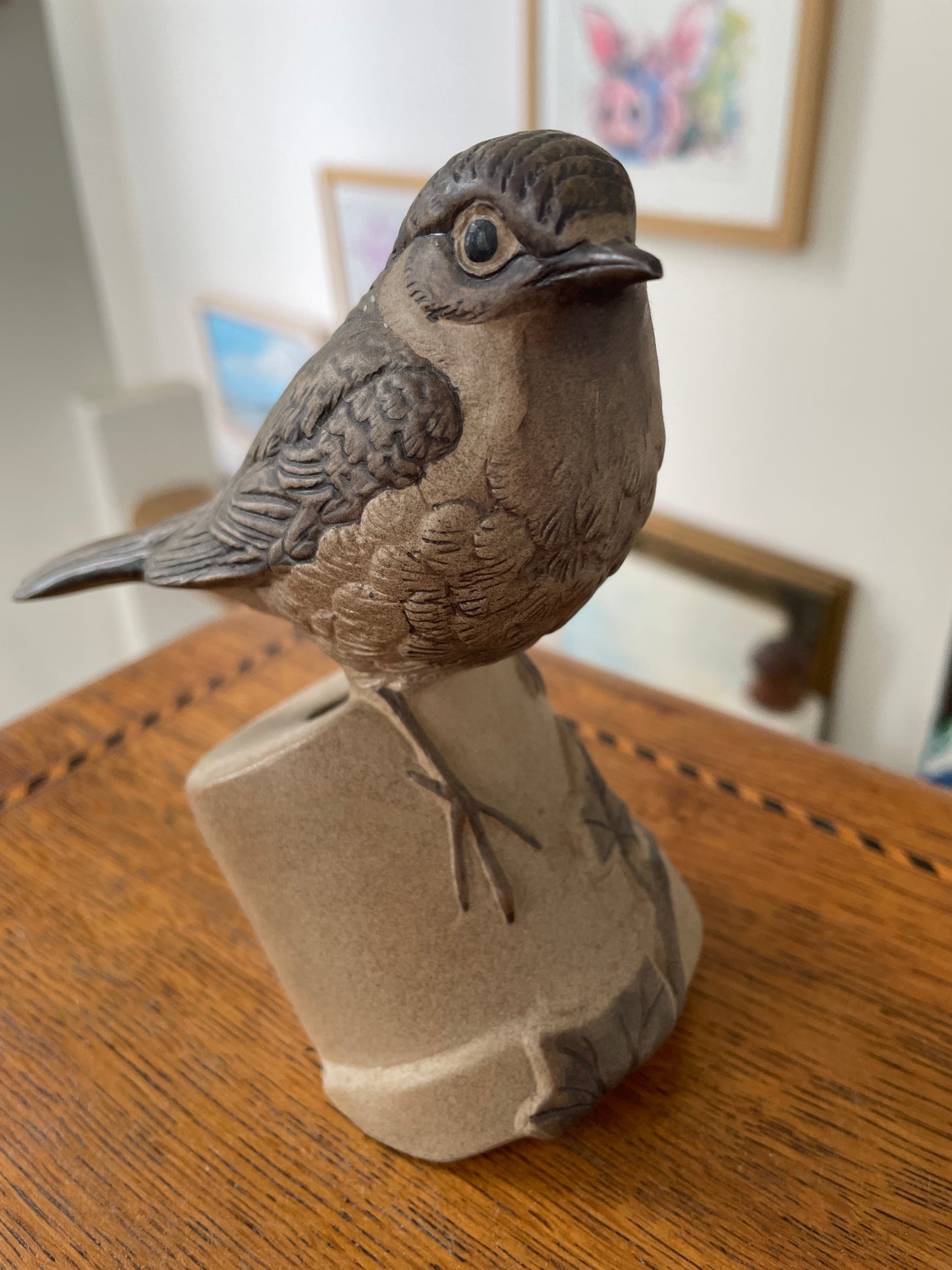 Antique English Stoneware Bird – Hand-Modelled Poole Pottery Wildlife Figure (c.1970s)