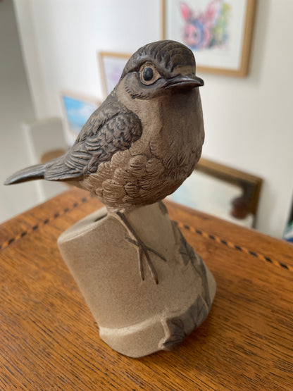 Antique English Stoneware Bird – Hand-Modelled Poole Pottery Wildlife Figure (c.1970s)