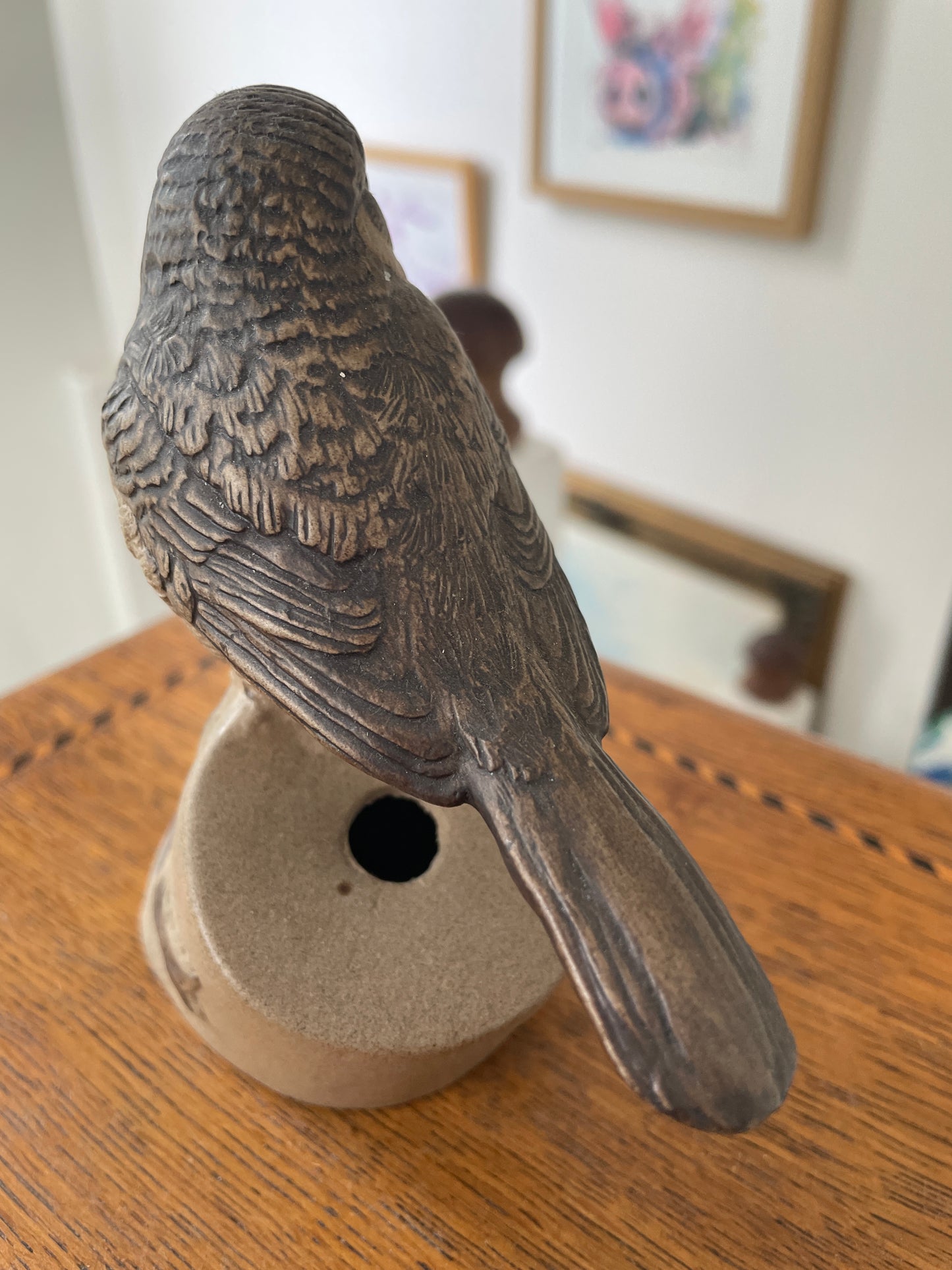 Antique English Stoneware Bird – Hand-Modelled Poole Pottery Wildlife Figure (c.1970s)