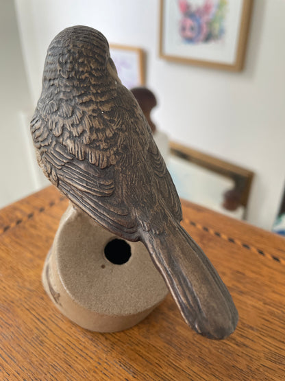 Antique English Stoneware Bird – Hand-Modelled Poole Pottery Wildlife Figure (c.1970s)