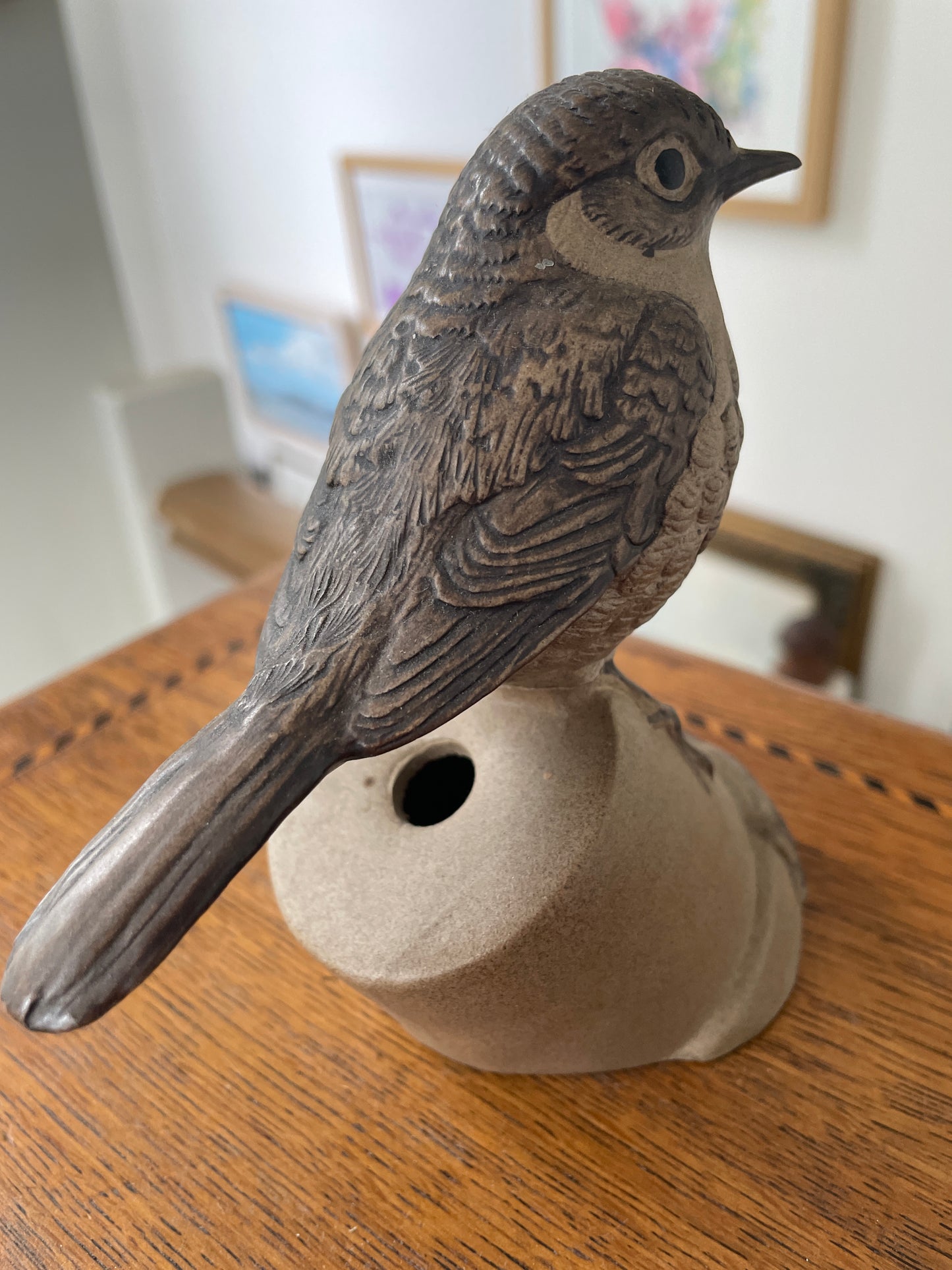 Antique English Stoneware Bird – Hand-Modelled Poole Pottery Wildlife Figure (c.1970s)